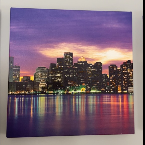 3 piece canvas of Boston skyline - Picture 3 of 4
